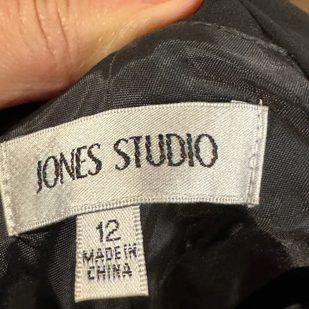 Jones Studio Black Cocktail Dress Size 12 Rhinestone Mesh Fit & Flare Formal - Picture 6 of 7